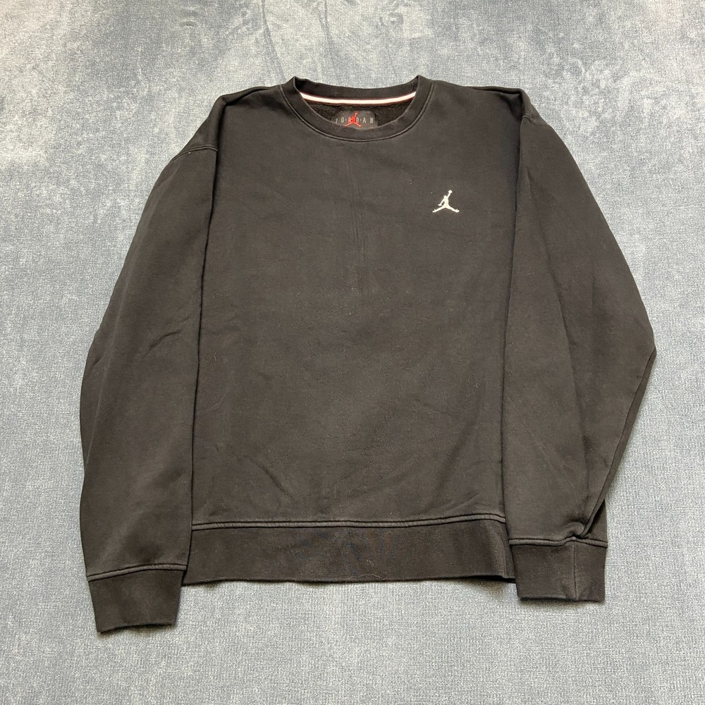 Air Jordan Sweatshirt Mens Medium Black Cotton Jumpman Logo Crew Neck Pullover